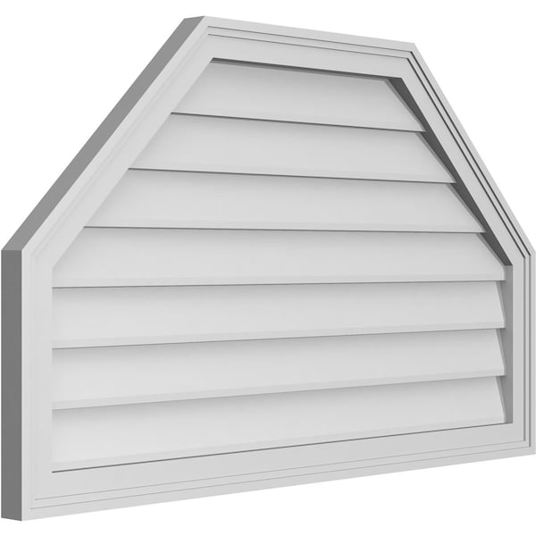 Octagonal Top Surface Mount PVC Gable Vent W/ 2W X 1-1/2P Brickmould Frame, 40W X 24H